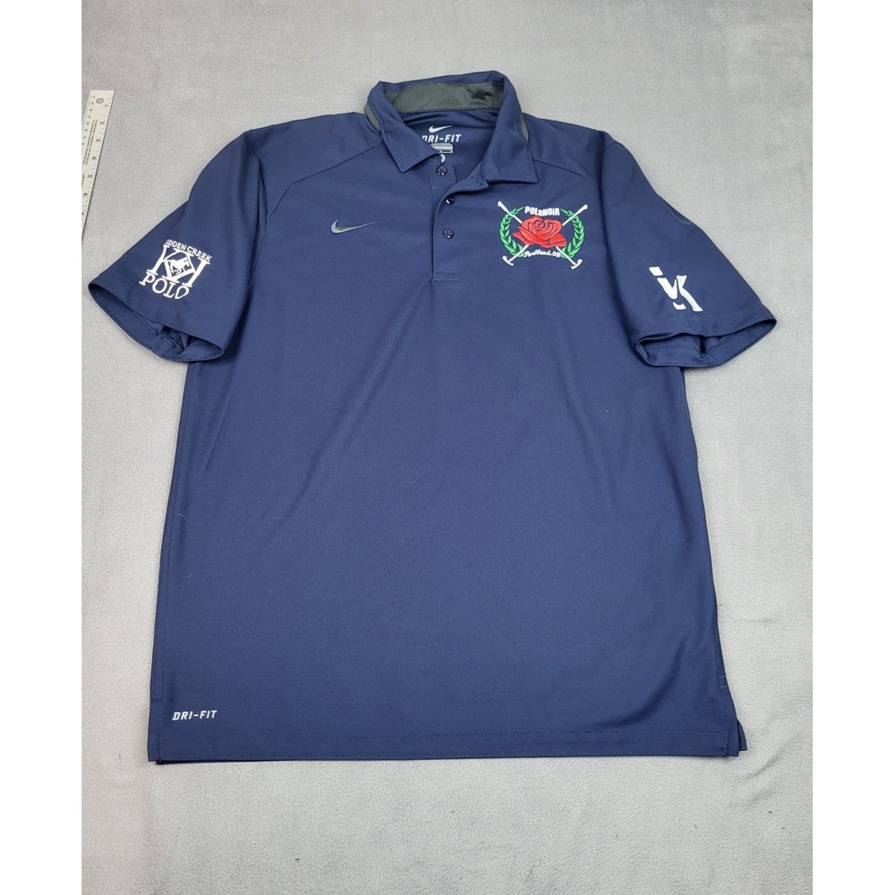 Nike‎ Polo Shirt Mens Medium Blue Hidden Creek Polo Equestrian Lightweight